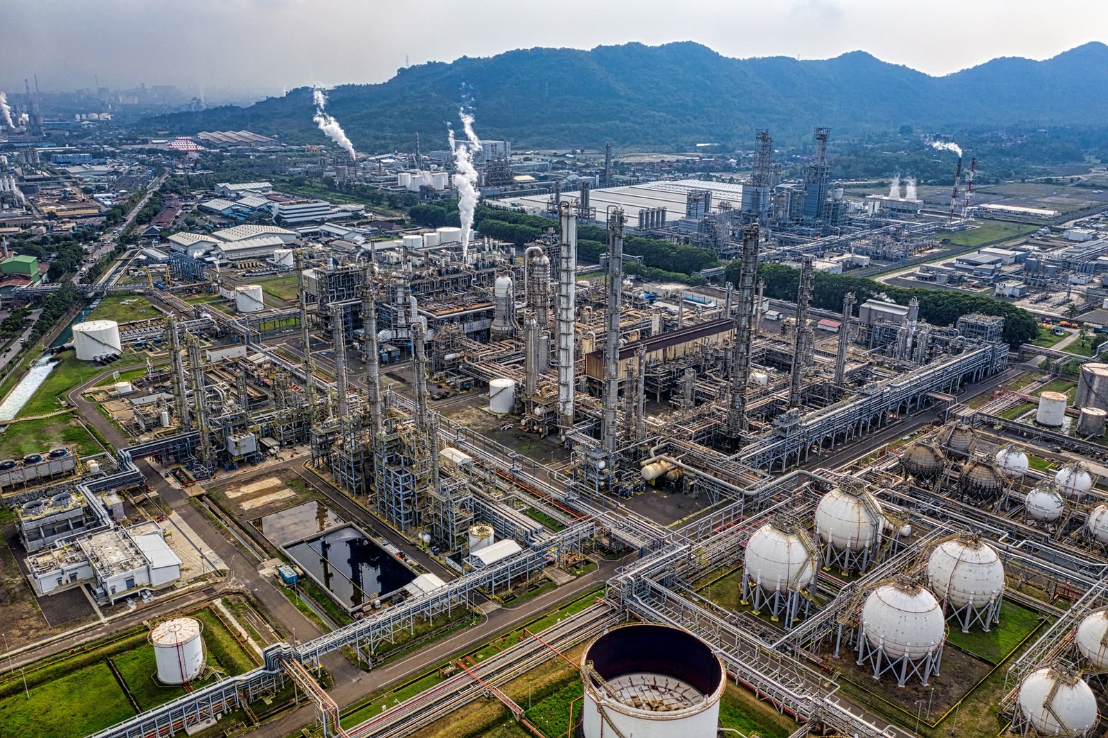 An aerial view of a petrochemical plant - the site-wide perspective a classification study takes.